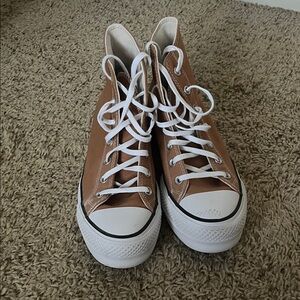 Converse High-Top Sneakers in Brown with White Accents